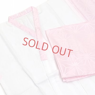 画像3: 日本製 子供着物用 二部式肌着(3歳用) 　お子様肌着セット【ピンク、麻の葉】