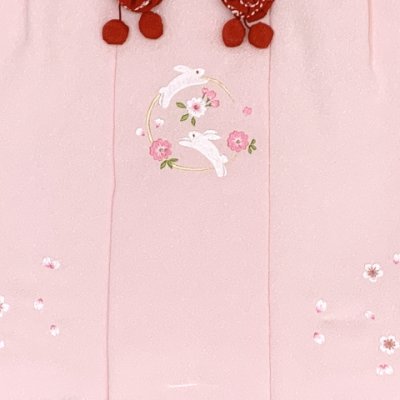 画像3: 被布コート 単品 七五三 3歳 女の子 ちりめん生地 刺繍柄の被布着 合繊【ピンク、うさぎさん】