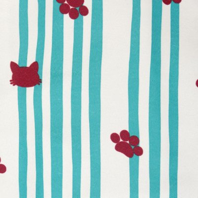 画像4: 洗える着物 小紋 袷 コーディネートセット レディース着物と半幅帯作り帯セット 袷 Mサイズ【生成り系×青緑、猫にストライプ 】