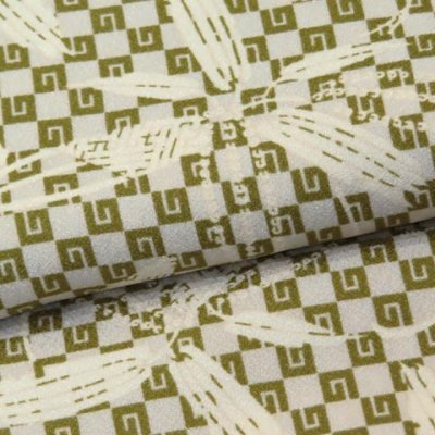 画像3: 洗える着物 小紋 袷 コーディネートセット レディース着物と半幅帯作り帯セット 袷 Mサイズ【カーキ系、市松に笹の葉】