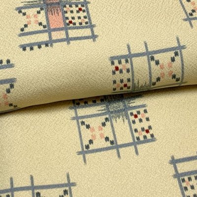 画像3: 洗える着物 小紋 袷 コーディネートセット レディース着物と半幅帯作り帯セット 袷 Mサイズ【イエローベージュ系、幾何学柄】