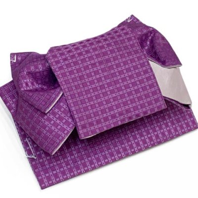 画像6: 洗える着物 小紋 袷 コーディネートセット レディース着物と半幅帯作り帯セット 袷 Mサイズ【イエローベージュ系、幾何学柄】