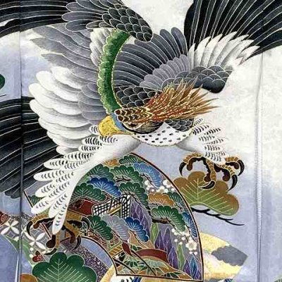 画像4: お宮参り 着物 男の子 赤ちゃんのお祝い着 熨斗目 刺繍入り 産着 初着 正絹【白地、鷹】