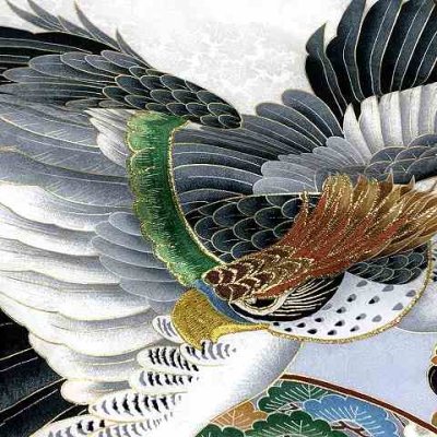 画像6: お宮参り 着物 男の子 赤ちゃんのお祝い着 熨斗目 刺繍入り 産着 初着 正絹【白地、鷹】