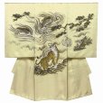 画像2: お宮参り 男の子 着物 正絹 日本製 素描風 赤ちゃんのお祝い着 （初着 産着）【淡黄色、龍虎】
