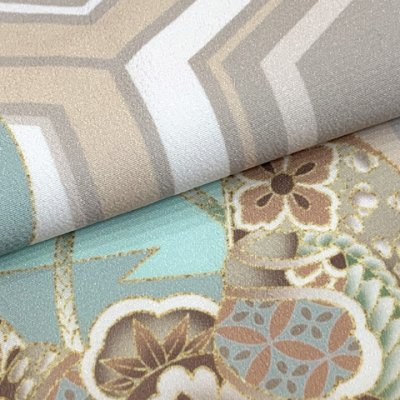 画像6: 初節句に 男の子 赤ちゃん用 ベビー被布と二部式着物 セット(合繊)【白ｘベージュ、毘沙門亀甲】