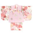 画像2: ベビー 初節句 着物 女の子 赤ちゃん用 被布コート 二部式着物 セット(合繊)【ピンクｘクリーム、桜と牡丹】 (2)