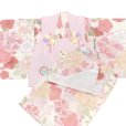 画像4: ベビー 初節句 着物 女の子 赤ちゃん用 被布コート 二部式着物 セット(合繊)【ピンクｘクリーム、桜と牡丹】 (4)