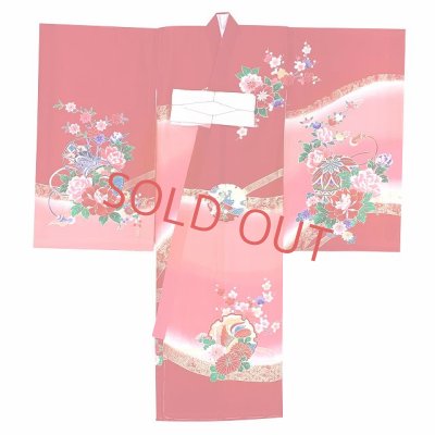 画像3: お宮参り 女の子 着物 正絹 赤ちゃんのお祝い着 初着 産着 襦袢付き【赤、鼓と鶴】