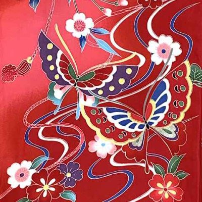 画像5: お宮参り 女の子 着物 正絹 赤ちゃんのお祝い着 初着 産着 襦袢付き【赤、二つ鞠と牡丹】