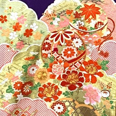 画像4: お宮参り 着物 女の子 赤ちゃん 産着 正絹 お祝い着 初着 日本製【濃紫、古典柄 鞠と雲】