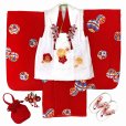 画像4: 七五三着物 3歳 女の子 正絹 絞り 柄・刺しゅう入り 被布コートと着物 オリジナル・コーディネートセット【紅白・鞠と梅】