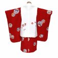 画像3: 七五三着物 3歳 女の子 正絹 刺繍柄の被布コートと着物 オリジナル・コーディネートセット【紅白、宝尽くし】