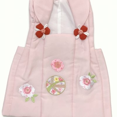 画像2: 七五三 3歳 女の子 被布コート 単品 ちりめん生地 刺繍柄【ピンク、花手鞠に八重桜】