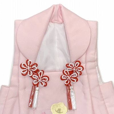 画像4: 七五三 3歳 女の子 被布コート 単品 ちりめん生地 刺繍柄【ピンク、椿】
