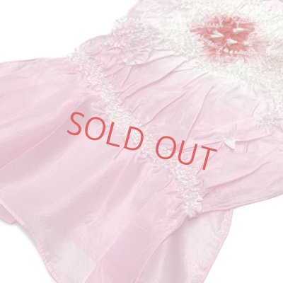 画像4: 子供兵児帯 正絹 絞り柄 女の子 浴衣帯 へこ帯 3m【薄ピンク、花】