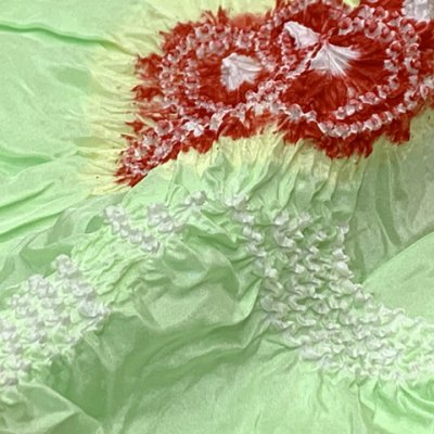 画像3: 子供兵児帯 正絹 絞り柄 女の子 男の子 兼用 浴衣帯 へこ帯 -NEOAURA-【淡いひわ色（黄緑）、花】