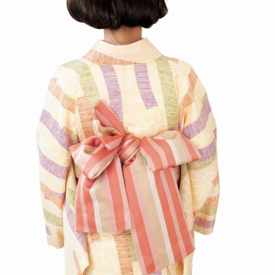 画像2: “H・L(アッシュ・エル)”ブランド 洗える着物 小紋 袷 フリーサイズ【肌色系 短冊に花】