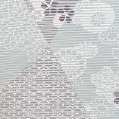 画像2: 夏物 HL(アッシュ・エル) 洗える着物 絽の着物 小紋 フリーサイズ 夏帯 2点セット 【灰緑ｘ灰紫、菊】