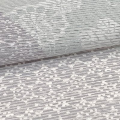 画像3: 夏物 HL(アッシュ・エル) 洗える着物 絽の着物 小紋 フリーサイズ 夏帯 2点セット 【灰緑ｘ灰紫、菊】