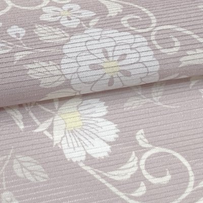 画像3: 夏物 HL(アッシュ・エル) 洗える着物 絽の着物 小紋 フリーサイズ 夏帯 2点セット 【くすんだピンク系、唐草】