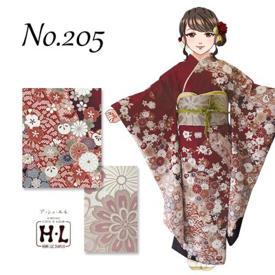 画像4: 振袖セット 成人式 H・L アッシュ・エル ブランド 絵羽柄の振袖 袋帯 ほか６点セット【カラフル系セレクション-えらべる６種類-】