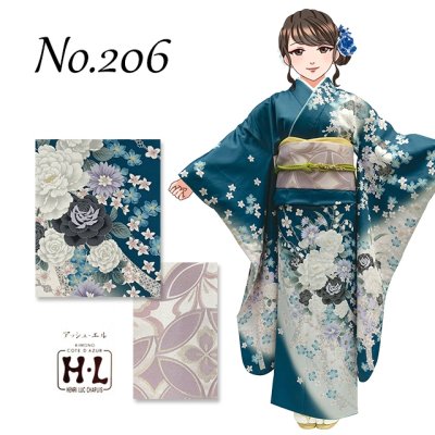 画像5: 振袖セット 成人式 H・L アッシュ・エル ブランド 絵羽柄の振袖 袋帯 ほか６点セット【カラフル系セレクション-えらべる６種類-】