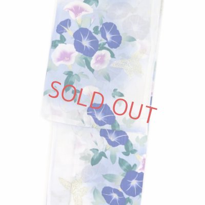 画像2: レディース浴衣 単品 フリーサイズ H・Lブランド レトロ モダン 綿麻 女性浴衣【青系 朝顔】