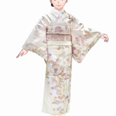 画像2: 訪問着セット H・L(アッシュ・エル) ブランド 訪問着 袋帯 2点セット フリーサイズ【オフホワイト、松竹梅】