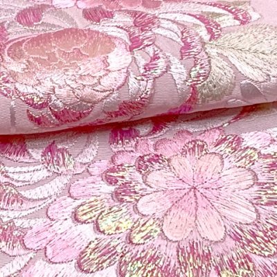 画像4: 半衿 女性用 振袖に 華やかなパール刺繍入りの半襟 合繊 日本製 変わり色【薄ピンク、菊】