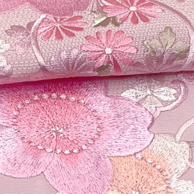 画像4: 半衿 振袖に 華やかな刺繍入りの半襟 合繊 日本製 変わり色【ピンク、桜】