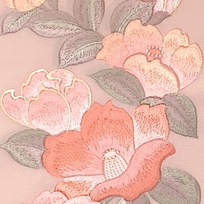 画像3: 半衿 振袖に 華やかな刺繍入りの半襟 合繊 日本製 変わり色【スキンピンク、椿】