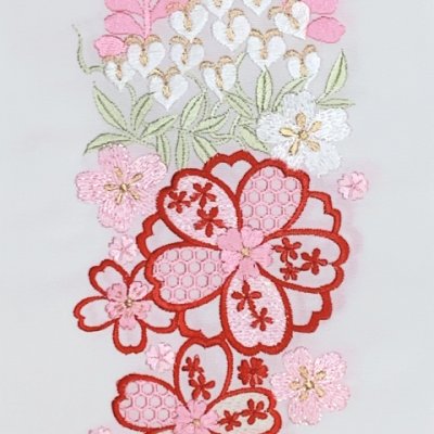 画像3: 半衿 振袖に 春カラー 華やかな刺繍入りの半襟 合繊【赤系、桜と藤】