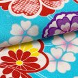 画像3: 袴セット 卒業式 女子用 短尺 古典柄の小振袖(二尺袖の着物)と無地袴のセット【水色、桜】