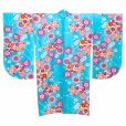 画像2: 二尺袖着物 単品 ショート丈 洗える着物 卒業式の着物 かわいい小紋柄【水色、桜】 (2)