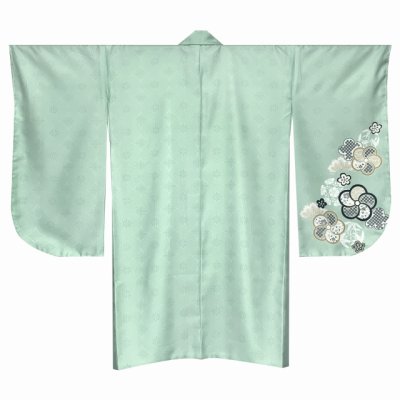 画像2: 卒業式の着物 絵羽柄の二尺袖 単品 ショート丈 フリーサイズ 合繊【ミント系、梅】