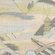 画像3: 八寸名古屋帯 正絹 絽つづれ 八寸帯 風景画シリーズ 夏物 なごや帯 仕立て上がり【生成り系、川に渡し船】