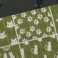 画像3: 半幅帯 着物や浴衣に 半巾帯(細帯) 小袋帯 合繊 約400cm【抹茶ｘ黒系、格子に猫】 (3)