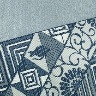 画像3: 半幅帯 着物や浴衣に 半巾帯(細帯) 小袋帯 合繊 長尺 約440cm【青鼠系、モダン猫】