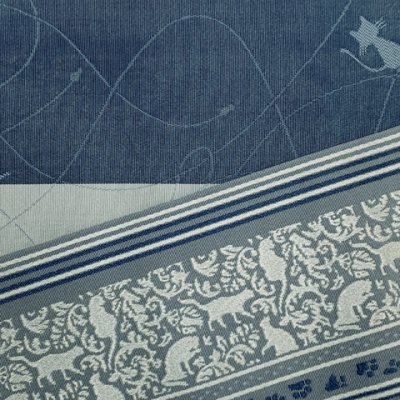 画像3: 半幅帯 着物や浴衣に 半巾帯(細帯) 小袋帯 合繊 長尺 約440cm【青鼠系、猫献上】