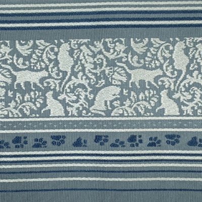 画像4: 半幅帯 着物や浴衣に 半巾帯(細帯) 小袋帯 合繊 長尺 約440cm【青鼠系、猫献上】