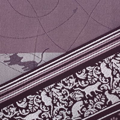 画像3: 半幅帯 着物や浴衣に 半巾帯(細帯) 小袋帯 合繊 長尺 約440cm【赤紫系、猫献上】