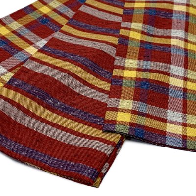 画像2: 半幅帯 着物や浴衣に 半巾帯(細帯) 小袋帯 ポリ綿 約400cm【赤系チェック】