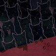 画像3: 半幅帯 着物や浴衣に 半巾帯(細帯) 小袋帯 合繊 約400cm【黒ｘエンジ、猫】 (3)