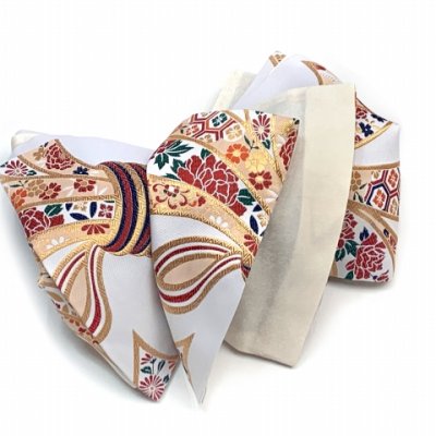 画像5: 振袖用袋帯 成人式に 日本製 全通柄 華やかな柄の袋帯(合繊) 仕立て上がり【オフホワイト、束ね熨斗】