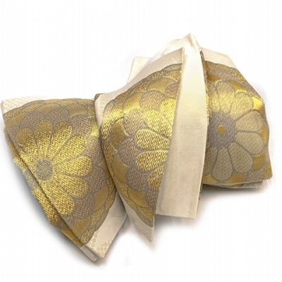 画像5: 振袖用袋帯 成人式に 日本製 全通柄 華やかな柄の袋帯(合繊) 仕立て上がり【生成り系、万寿菊】