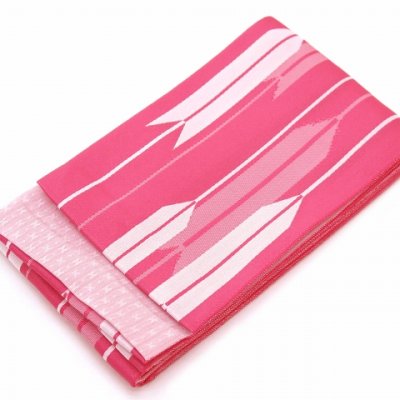 画像2: 袴下帯 卒業式の袴に リバーシブルタイプの小袋帯 単品【ピンク 矢羽】