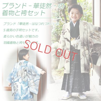 画像2: 華徒然ブランド 七五三 5歳 男の子 着物 羽織 袴 フルセット(合繊)【選べる二色】