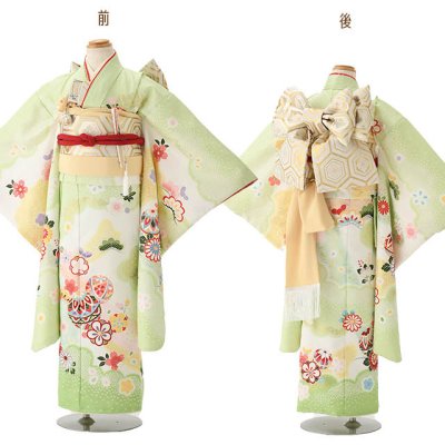 画像6: 【受注生産】七五三 7歳 女の子 着物 フルセット “花うさぎ” ブランド 絵羽 子供着物 結び帯セット「鞠柄、選べる3色」