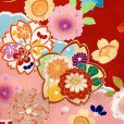 画像2: 七五三 着物 フルセット 7歳 女の子用  金駒刺繍 正絹 四つ身の着物と結び帯 フルセット【赤、桜と流水】